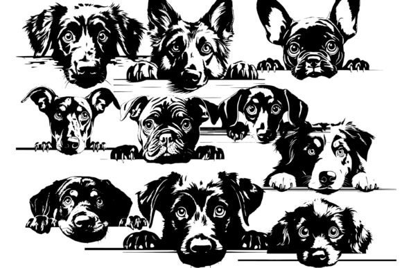 Peeking Dog Silhouettes